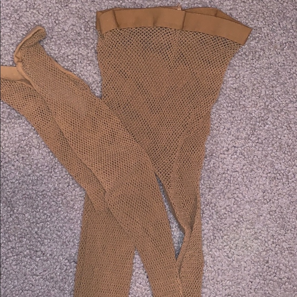 Tan Fishnet tights
